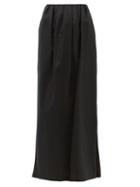 Raey - Gathered-waist Side-slit Taffeta Maxi Skirt - Womens - Black