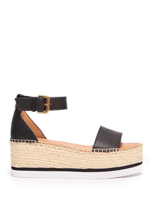 Matchesfashion.com See By Chlo - Leather Flatform Espadrilles - Womens - Black