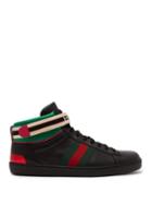 Matchesfashion.com Gucci - New Ace High Top Leather Trainers - Mens - Black Multi