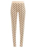 Marine Serre - Moon-print Recycled Fibre-blend Leggings - Womens - Tan Multi