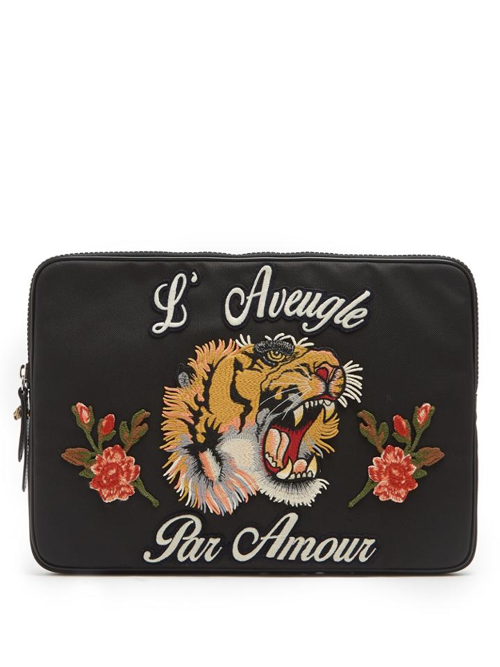 Gucci Tiger-appliqu Pouch