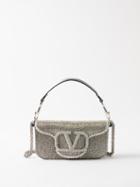 Valentino Garavani - Loc Crystal-embellished Leather Shoulder Bag - Womens - Silver