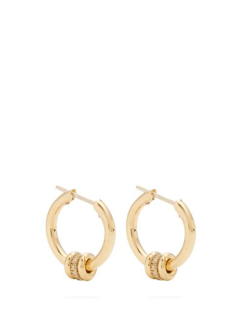 Matchesfashion.com Spinelli Kilcollin - Ara Diamond Pav & 18kt Gold Hoop Earrings - Womens - Gold
