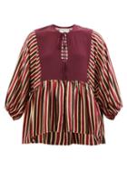 Wiggy Kit - Fil-coup And Gingham Silk Blouse - Womens - Burgundy