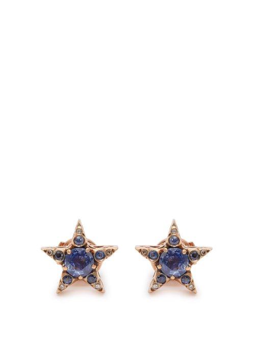 Matchesfashion.com Selim Mouzannar - Istanbul Sapphire & Diamond Star Earrings - Womens - Blue