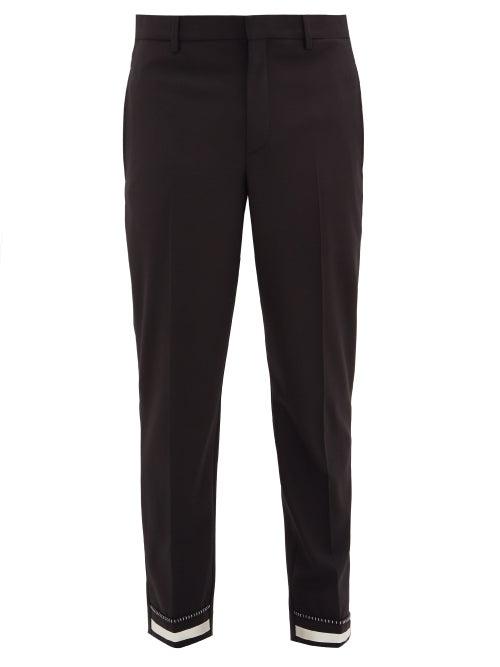 Matchesfashion.com Neil Barrett - Striped-cuff Crepe Trousers - Mens - Black