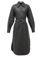 Matchesfashion.com Tibi - Belted Faux-leather Shirt Dress - Womens - Black