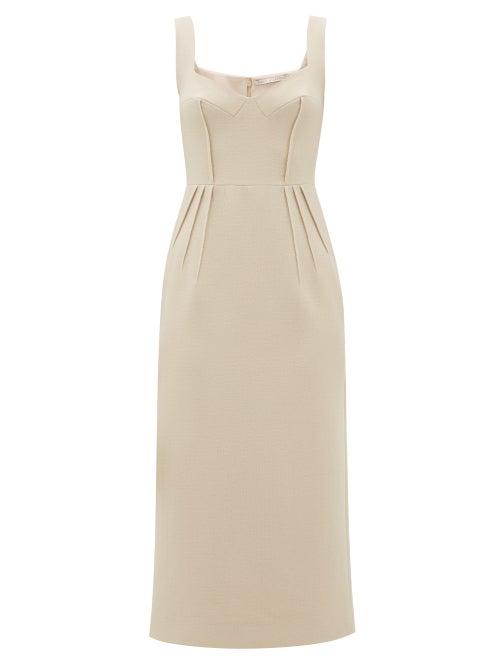 Matchesfashion.com Emilia Wickstead - Juditella Darted Wool Pencil Dress - Womens - Nude