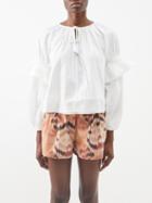 Ulla Johnson - Concetta Stitch-pleated Cotton Blouse - Womens - Ivory