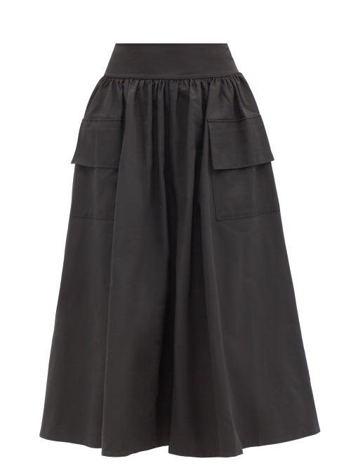 Staud - Irises Patch-pocket Cotton-blend Grosgrain Skirt - Womens - Black