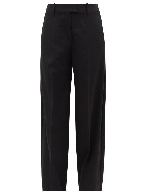 The Attico - High-rise Pleated Wool-blend Barrel-leg Trousers - Womens - Black