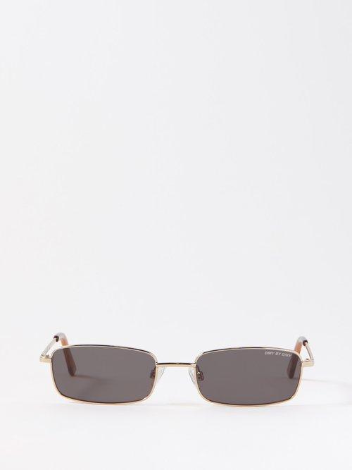 Dmy By Dmy - Olsen Rectangular Metal Sunglasses - Womens - Dark Grey