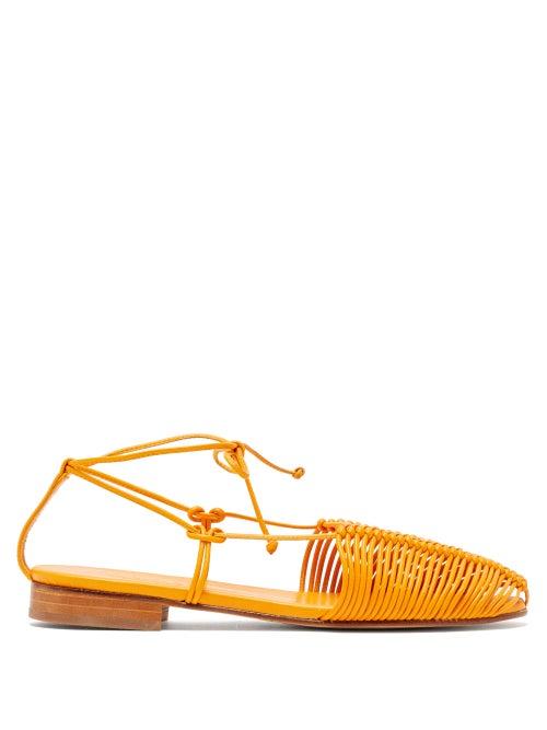 Matchesfashion.com Hereu - Valva Woven Leather Sandals - Womens - Orange