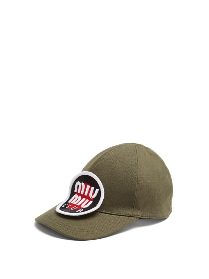 Miu Miu Logo-embroidered Patch Cotton Cap