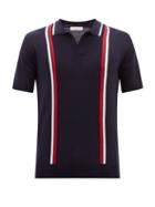 Orlebar Brown - Horton Striped Knitted-merino Polo Shirt - Mens - Navy