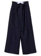 Matchesfashion.com Loewe - Paperbag-waist Gabardine Wide-leg Trousers - Womens - Navy