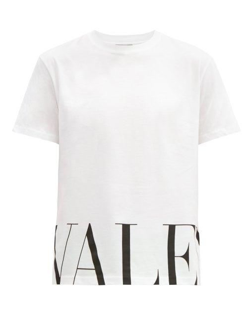 Matchesfashion.com Valentino - Logo-print Cotton T-shirt - Mens - White Black