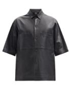 Mens Rtw Studio Nicholson - Oversized Patch-pocket Leather Shirt - Mens - Navy