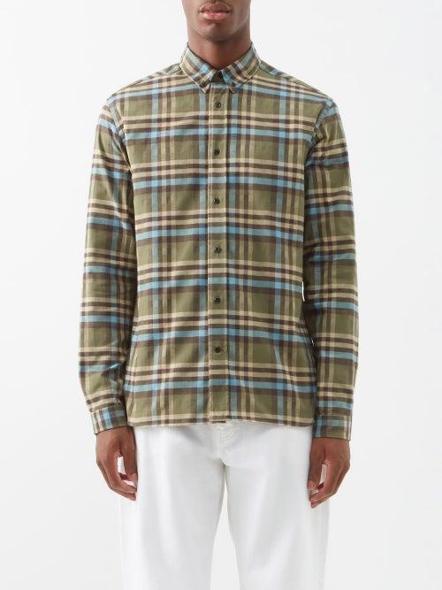 Oliver Spencer - Brook Check Organic-cotton Shirt - Mens - Green Multi
