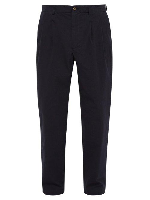 Matchesfashion.com De Bonne Facture - Brushed Cotton Straight Leg Trousers - Mens - Navy