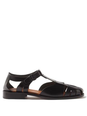 Hereu - Pesca Cutout Leather Sandals - Mens - Black