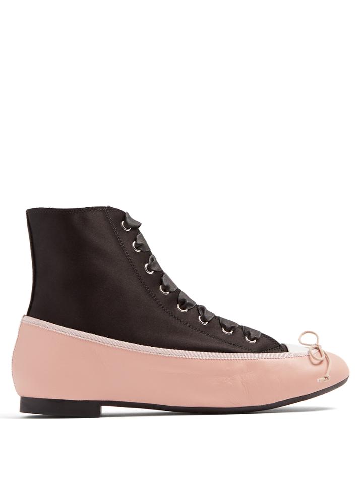 Marco De Vincenzo Ballet High-top Satin And Leather Trainers