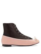 Marco De Vincenzo Ballet High-top Satin And Leather Trainers