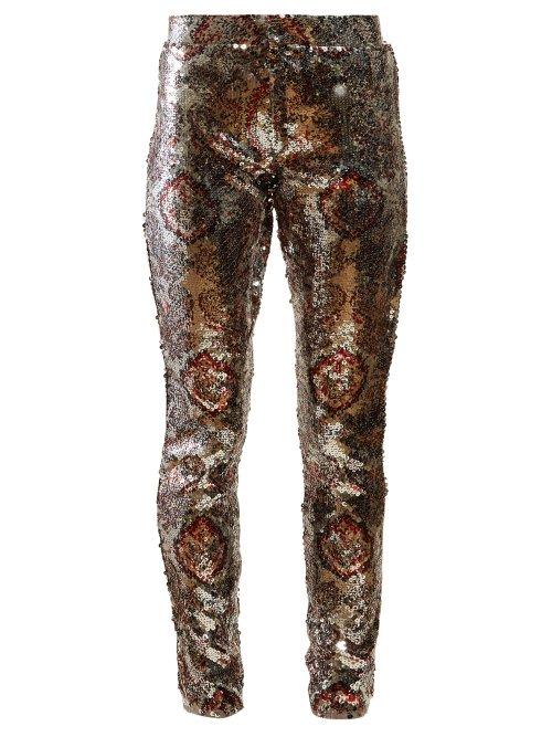 Matchesfashion.com Isabel Marant - Odizo Sequinned Slim Leg Trousers - Womens - Silver Multi