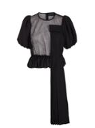 Simone Rocha - Pleated-panel Mesh Blouse - Womens - Black