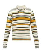 Matchesfashion.com Jw Anderson - Collar Tie Striped Wool Sweater - Mens - Yellow Multi