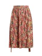 Matchesfashion.com Marni - Gathered Floral Print Poplin Midi Skirt - Womens - Pink Multi