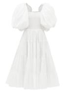 Aje - Cherished Puffed-sleeve Cotton Midi Dress - Womens - Ivory