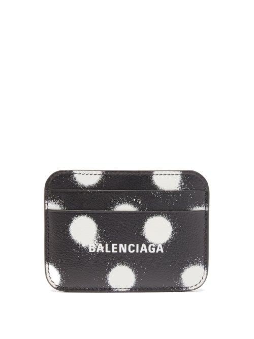 Balenciaga - Cash Spraypaint Grained-leather Cardholder - Womens - Black White