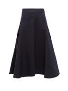 Matchesfashion.com Palmer//harding - Manon Stripe-jacquard Cotton-blend A-line Skirt - Womens - Navy