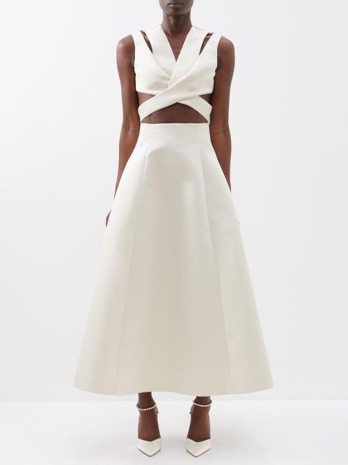 Emilia Wickstead - Jax Cutout-waist Duchess-satin Gown - Womens - Ivory