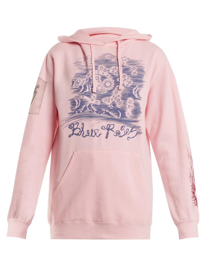 Blue Roses Suddenly-print Cotton-blend Hooded Sweatshirt