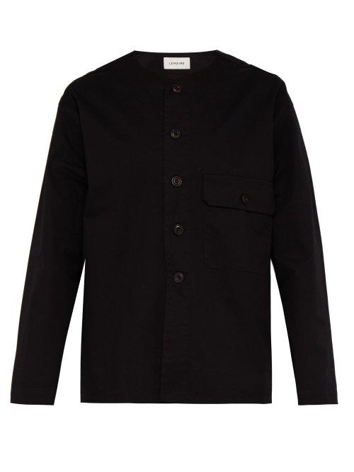Matchesfashion.com Lemaire - V Neck Cotton Twill Overshirt - Mens - Black