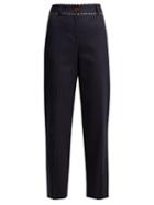 Matchesfashion.com Peter Pilotto - Piped Straight Leg Trousers - Womens - Navy