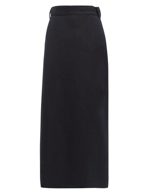 Matchesfashion.com Raey - Tie Waist Cotton Blend Wrap Skirt - Womens - Navy