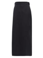 Matchesfashion.com Raey - Tie Waist Cotton Blend Wrap Skirt - Womens - Navy