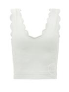 Marysia Sport - Venus Scalloped-edge Cropped Top - Womens - Light Blue / Grey