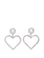Matchesfashion.com Alessandra Rich - Crystal And Faux-pearl Heart Clip Earrings - Womens - Crystal