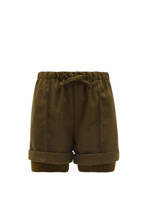 Matchesfashion.com Thebe Magugu - Drawstring-waist Wool-twill Shorts - Womens - Khaki