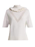 Matchesfashion.com Barrie - Flying Lace Ruffled Cashmere Sweater - Womens - White