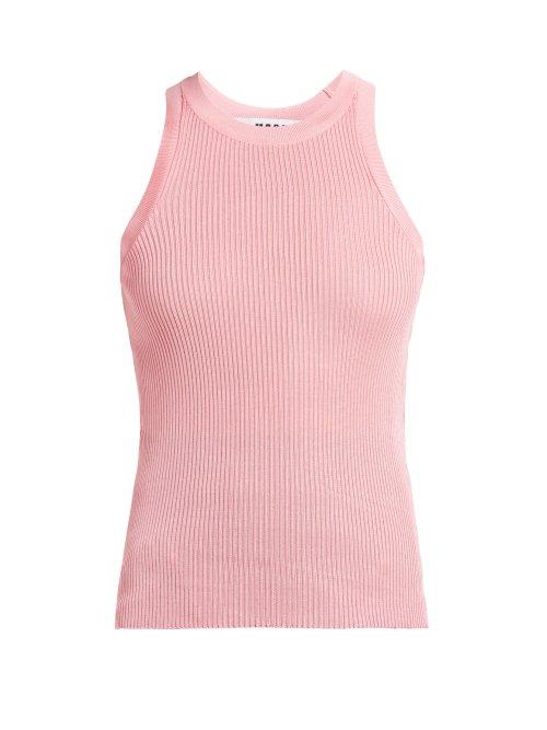 Matchesfashion.com Msgm - Ribbed Knit Racer Back Top - Womens - Pink