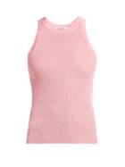 Matchesfashion.com Msgm - Ribbed Knit Racer Back Top - Womens - Pink