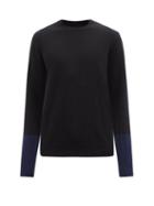 Comme Des Garons Shirt - Contrast-cuff Wool Sweater - Mens - Black Navy