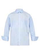 Matchesfashion.com Palmer//harding - Carl Double Patch Pocket Striped Cotton Shirt - Mens - Blue