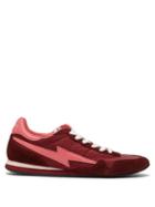 Matchesfashion.com Isabel Marant - Bustee Lightning Bolt Leather And Suede Trainers - Womens - Burgundy