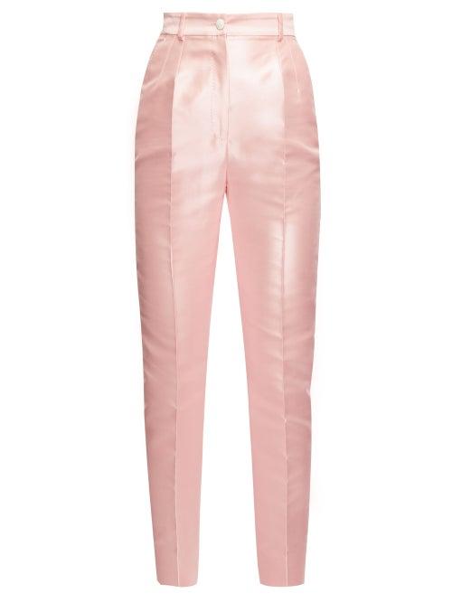 Matchesfashion.com Dolce & Gabbana - High-rise Mikado Slim-leg Trousers - Womens - Pink